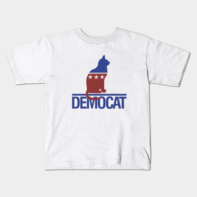 Democat democrat cat Kids T-Shirt by bubbsnugg